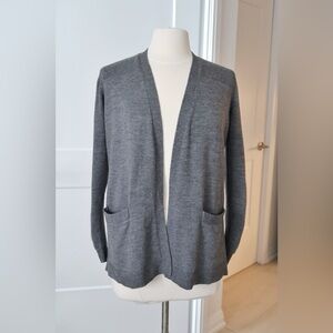 Sandro 100% Merino Wool Gray Open Front Cardigan, 1 Xs